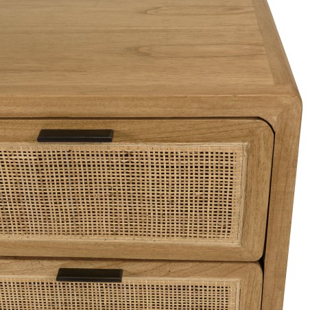 Ladekast 3 lades 100cm van mindihout en naturel rotan