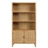 Bücherregal 2 Türen 3 Böden H180cm aus Mindiholz und Rattan | Macabane