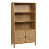 Bücherregal 2 Türen 3 Böden H180cm aus Mindiholz und Rattan | Macabane