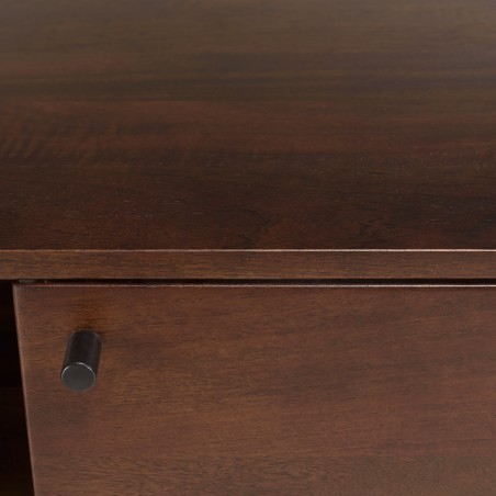 Design tv-meubel donker hout en zwart metaal 3 deuren | Macabane
