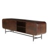 Stylish TV stand in dark wood and black metal with 3 doors | Macabane