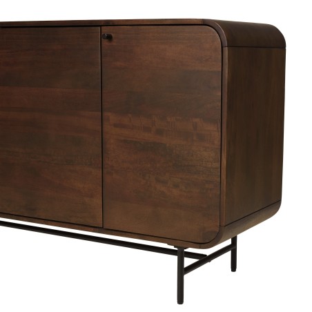 Buffet design bois foncé et métal noir 4 portes | Macabane