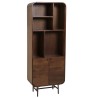 Design boekenkast donker hout en zwart metaal 2 deuren