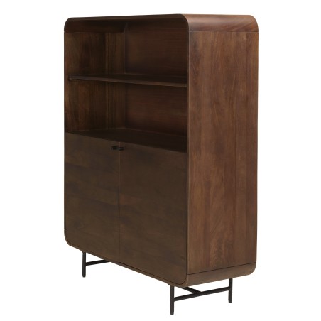 Enfilade haute design bois foncé et métal noir 2 portes | Macabane