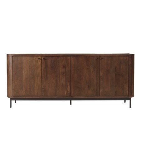 Buffet design bois foncé et métal noir 4 portes - Macabane