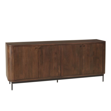 Buffet design bois foncé et métal noir 4 portes - Macabane