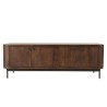 Design-TV-Möbel dunkles Holz und schwarzes Metall 4 Türen | Macabane