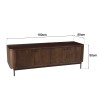 Design-TV-Möbel dunkles Holz und schwarzes Metall 4 Türen | Macabane