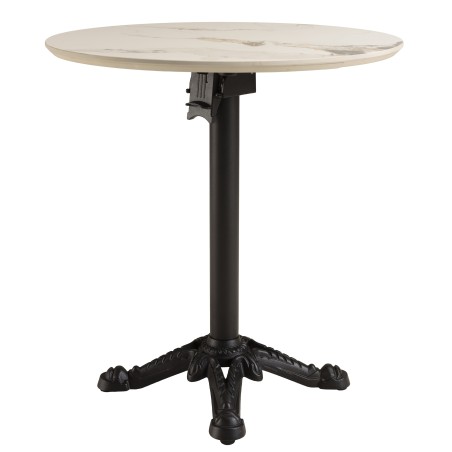 ICARE - Set Nr. 1: Bistrotisch D70cm klappbar aus Keramik hell marmoriert