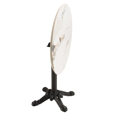ICARE - Set Nr. 1: Bistrotisch D70cm klappbar aus Keramik hell marmoriert
