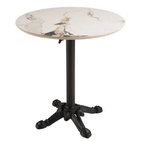 ICARE - Set n. 1: tavolo bistrot D70cm pieghevole in ceramica marmorizzato chiaro