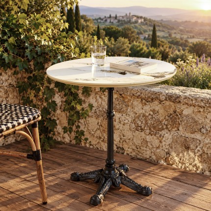 Table bistrot D70cm en céramique marbré clair | Professionnel et particulier