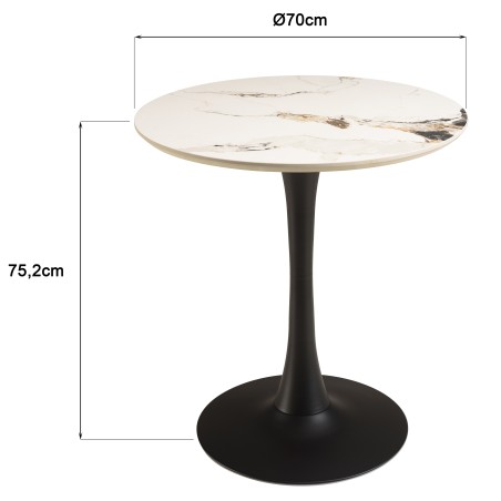 ICARE - Set nr. 3: bistrotafel D70cm van keramiek licht gemarmerd