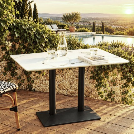 ICARE - Set n. 1: tavolo bistrot rettangolare 120x70cm in ceramica marmorizzato chiaro