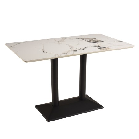 ICARE - Conjunto n.º 1: mesa bistró rect. 120x70cm de cerámica marmoleado claro