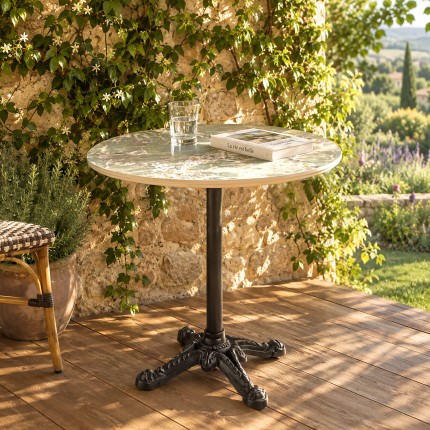 Table bistrot en céramique marbré vert | Meubles Macabane
