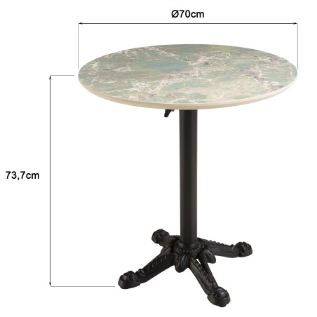 ICARE - Set no. 1: folding bistro table D70cm in green marbled ceramic