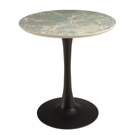 ICARE - Set n. 3: tavolo bistrot D70cm in ceramica marmorizzato verde