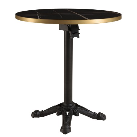 ICARE - Conjunto n.º 1: mesa bistró D70cm plegable de cerámica marmoleado negro