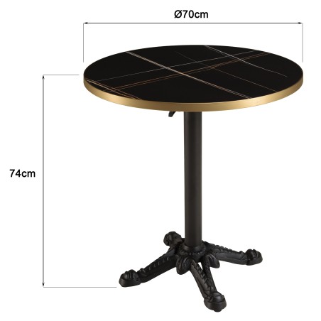 ICARE - Set n. 1: tavolo bistrot D70cm pieghevole in ceramica marmorizzato nero