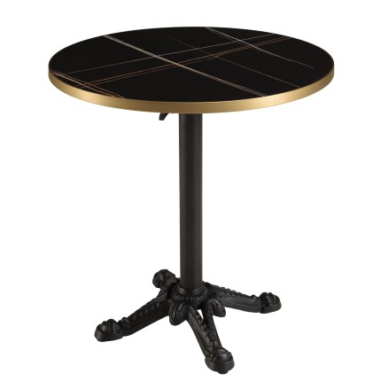 ICARE - Set nr. 1: bistrotafel D70cm opklapbaar van keramiek zwart gemarmerd