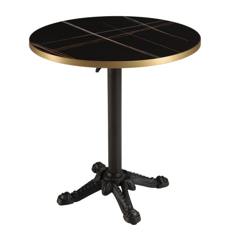 ICARE - Set no. 1: folding bistro table D70cm in black marbled ceramic