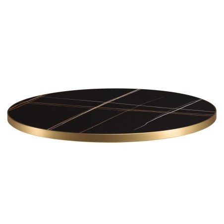 ICARE - Ensemble n°3: table bistrot D70cm en céramique marbré noir