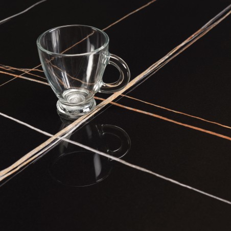 ICARE - Ensemble n°3: table bistrot D70cm en céramique marbré noir
