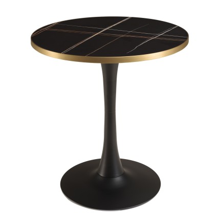 ICARE - Conjunto n.º 3: mesa bistró D70cm de cerámica marmoleado negro