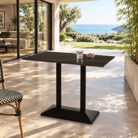 ICARE - Set no. 1: bistro table rectangular 120x70cm in black marbled ceramic