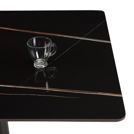 ICARE - Set Nr. 1: Bistrotisch rechteckig 120x70cm aus Keramik schwarz marmoriert
