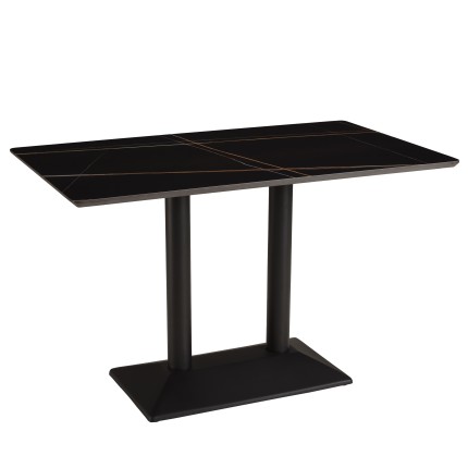 ICARE - Set nr. 1: bistrotafel rechthoekig 120x70cm van keramiek zwart gemarmerd