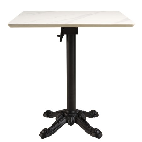 ICARE - Set n. 1: tavolo bistrot 70x70cm pieghevole in ceramica marmorizzato bianco