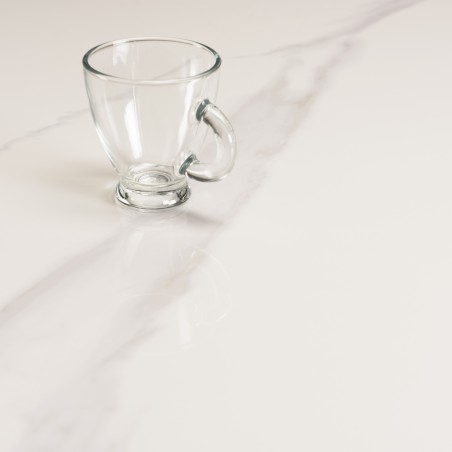 Table bistrot 70x70cm pliable en céramique marbré blanc | Macabane