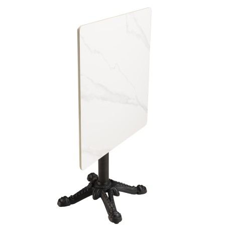 Table bistrot 70x70cm pliable en céramique marbré blanc | Macabane