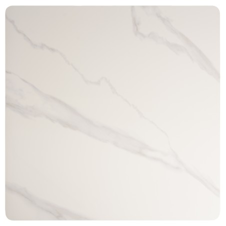 ICARE - Conjunto n.º 1: mesa bistró 70x70cm plegable de cerámica marmoleado blanco
