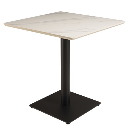 ICARE - Ensemble n°2: table bistrot 70x70cm en céramique marbré blanc