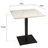 ICARE - Ensemble n°2: table bistrot 70x70cm en céramique marbré blanc