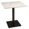ICARE - Ensemble n°2: table bistrot 70x70cm en céramique marbré blanc