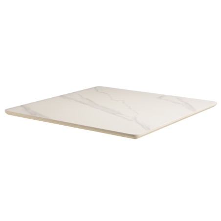 Table bistrot 70x70cm en céramique marbré blanc | Macabane