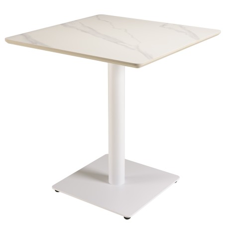 ICARE - Set Nr. 3: Bistrotisch 70x70cm aus Keramik weiß marmoriert