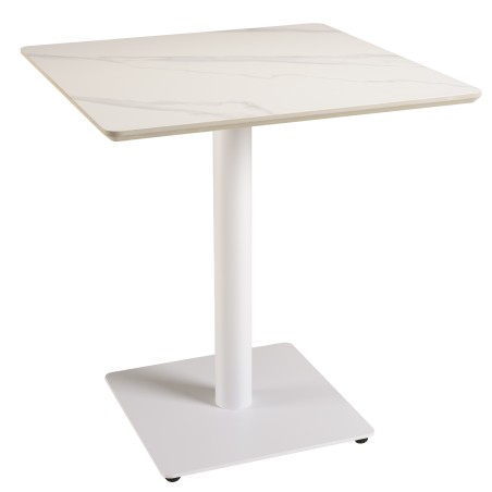 Table bistrot 70x70cm en céramique marbré blanc | Macabane