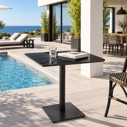 ICARE - Set no. 2: bistro table 70x70cm in black marbled ceramic
