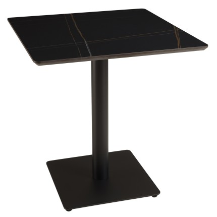ICARE - Set Nr. 2: Bistrotisch 70x70cm aus Keramik schwarz marmoriert