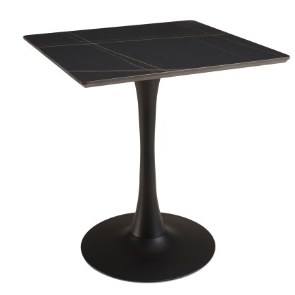 ICARE - Set nr. 3: bistrotafel 70x70cm van keramiek zwart gemarmerd