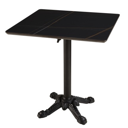 Table bistrot 70x70cm pliable en céramique marbré noir | Macabane