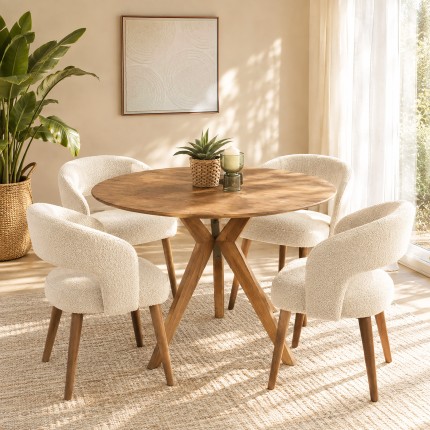 Table à manger ronde en bois de teck recyclé D100cm | Macabane