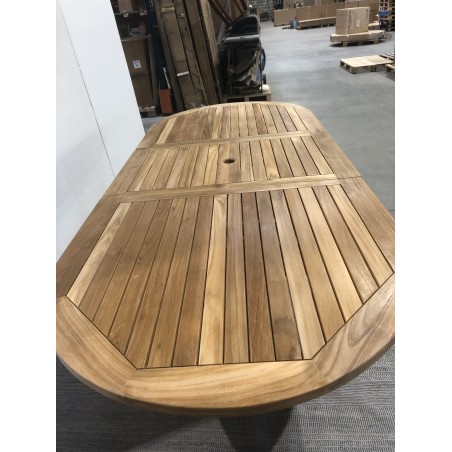 SECONDE MAIN - Table de jardin ovale extensible en Teck brut 180/240*100 cm