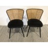 Seconde main - Lot de 2 chaises  - Assise tissu noir - Effet cannage