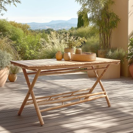 Klappbarer Esstisch aus Bambus 140x70cm | Macabane Möbel